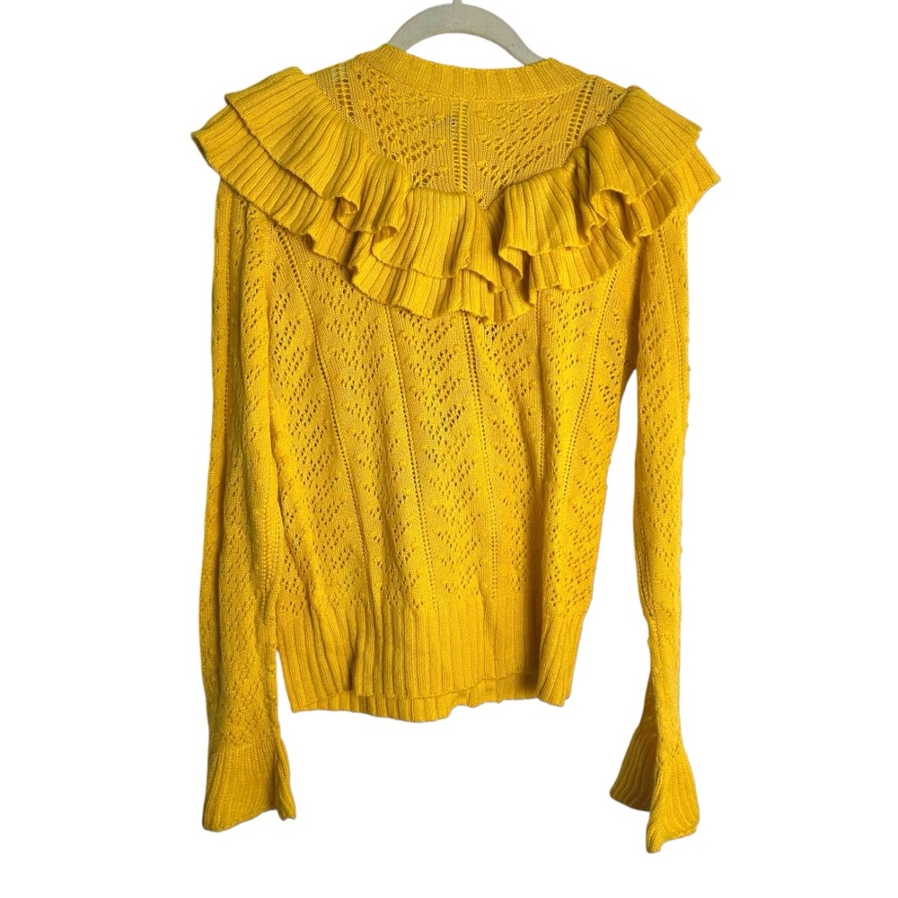 Tularosa Bright Yellow Ruffled Statement Sleeve Sweater NWT SZS - Picture 4 of 7